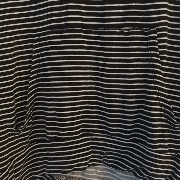 Black white stripe light weight top with hood - Picture 3 of 5